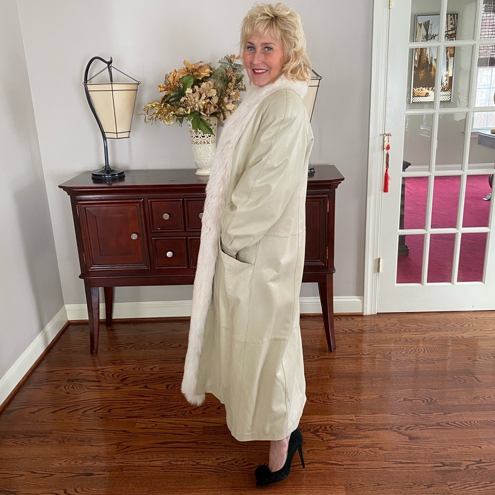 Ivory long leather with real fox fur. Valentine’s